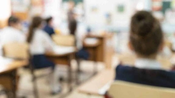 Blur kids in the classroom for background usage