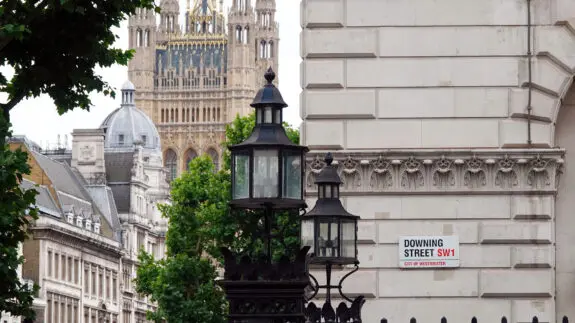 Street sign for downing street in London