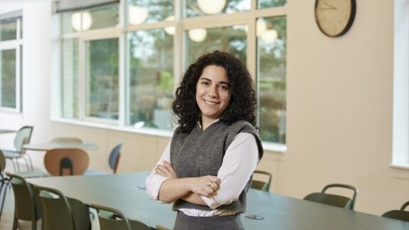 Stella Athanasiadou head shot in Cambridge office