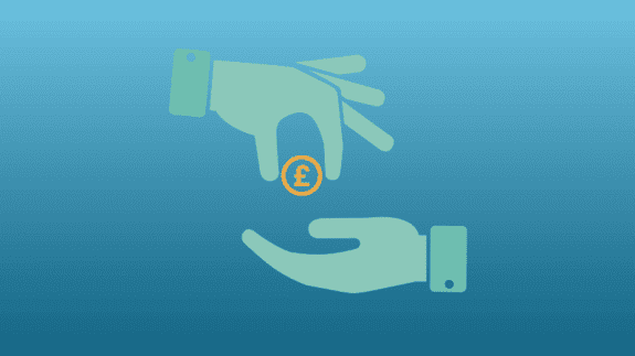 icon two hands passing coin