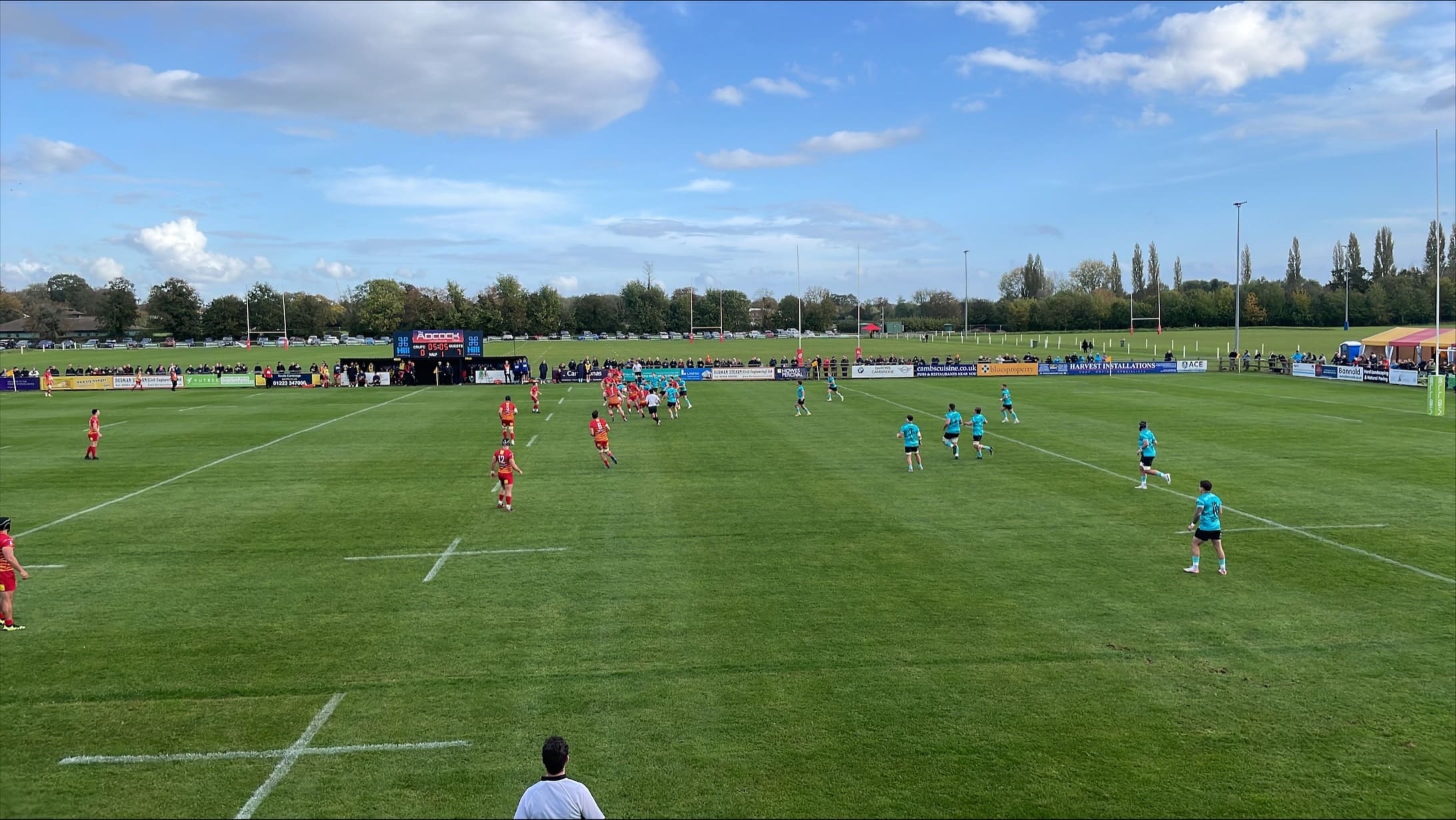 Rugby players on pitch during the game