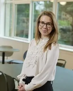 Sarah standing in office