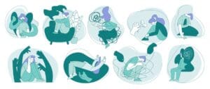 Graphics depicting the struggles that can come with mental health.