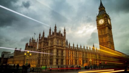 Houses of parliament and Big Ben skyline at dusk