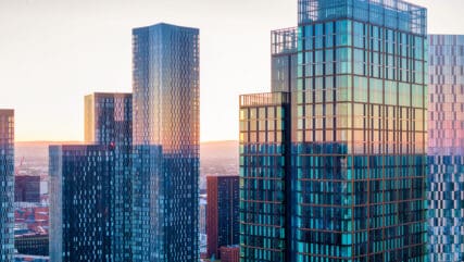 Beautiful sunrise over Manchester Skyline