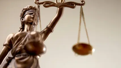 Close up of Lady Justice statue