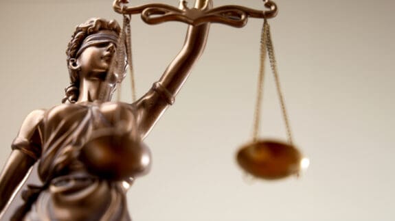 Close up of Lady Justice statue