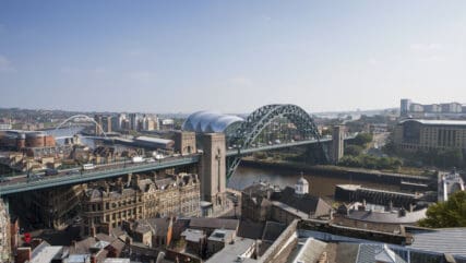 Drone shot of the Newcastle Tyne Bridge.