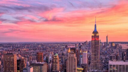 New York City Midtown with Empire State Building at Amazing Sunset