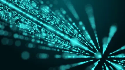 4K Blue Shimmering Galaxy of Defocused Particles Background