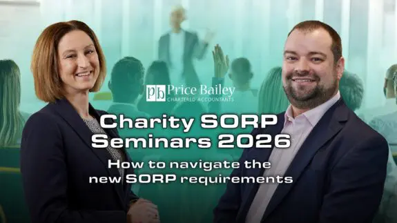 Charity SORP Seminars 2026 - header image with Michael Cooper-Davis and Suzanne Goldsmith
