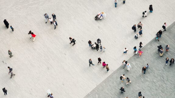Urban crowd from above